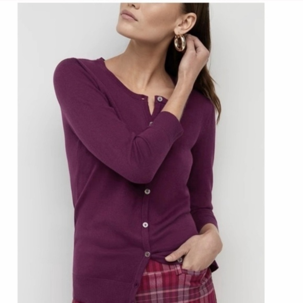 7th Avenue Purple Button-Up Cardigan Jewel-like Buttons Size M